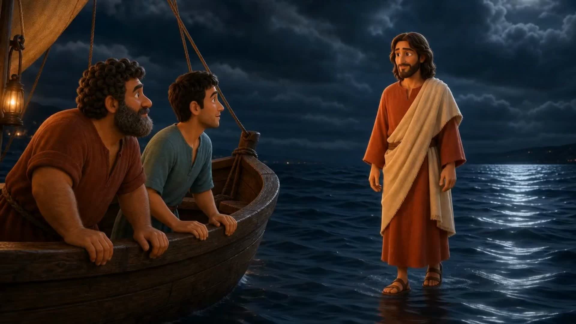 Bible Short: Jesus walks on the water — Peter reaches for His hand on the Sea of Galilee